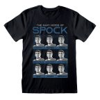   Unisex rövid ujjú póló Star Trek Many Mood Of Spock Fekete MOST 31479 HELYETT 17668 Ft-ért!