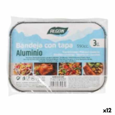 Tálca fedéllel Algon Alumínium Négyszögletes 590 ml 19,5 x 14,5 x 4 cm (12 egység) MOST 12189 HELYETT 7292 Ft-ért!