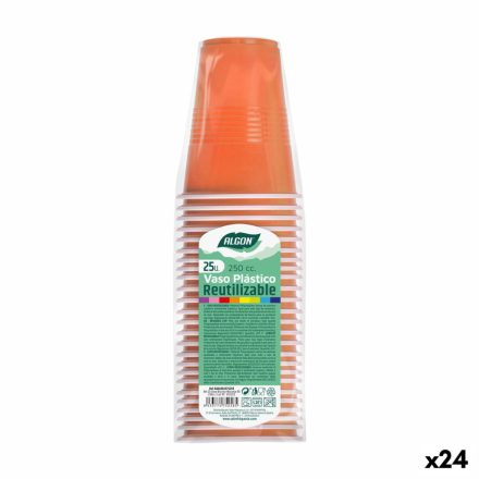 Újrafelhasználható poharak készlete Algon Narancszín 24 egység 250 ml (25 Darabok) MOST 24688 HELYETT 14055 Ft-ért!