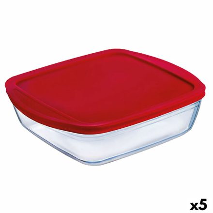 Négyzet alakú ebéd doboz fedéllel Ô Cuisine Cook&store Ocu Piros 2,2 L 25 x 22 x 5 cm Üveg Szilikon (5 egység) MOST 30752 HELYETT 21694 Ft-ért!