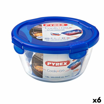 Hermetikus ebéddoboz Pyrex Cook&go 20 x 20 x 10,3 cm Kék 1,6 L Üveg (6 egység) MOST 61341 HELYETT 46167 Ft-ért!