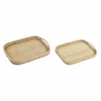   Tálca készlet DKD Home Decor Barna Rattan (51.5 x 36 x 7.5 cm) (44.5 x 31.5 x 6 cm) (2 pcs) MOST 55316 HELYETT 32376 Ft-ért!