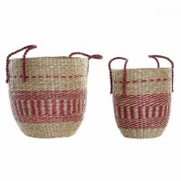   Kosár készlet DKD Home Decor Természetes Piros Tengeri moszat (2 pcs) (34 x 34 x 40 cm) MOST 82881 HELYETT 38685 Ft-ért!