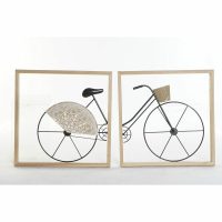   Fali Dekoráció DKD Home Decor Fekete Kerékpár Fém Fa MDF (80 x 2.5 x 40 cm) (2 pcs) MOST 36251 HELYETT 21215 Ft-ért!