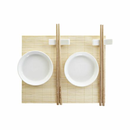 Sushi szett DKD Home Decor Bambusz Műanyag Kőedény Fehér Természetes Keleti 28,8 x 19,8 x 3 cm (7 Darabok) (28,8 x 19,8 x 3 cm) MOST 6551 HELYETT 3679 Ft-ért!