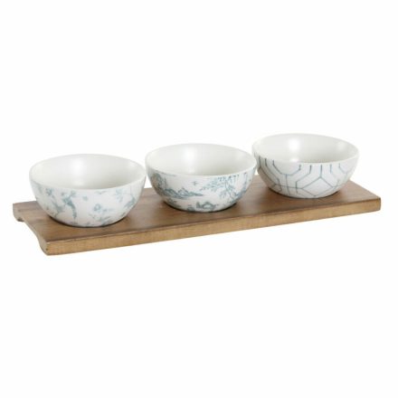 Röviditalos Szett DKD Home Decor Fehér Tengerészkék Porcelán Akácfa Műanyag Keleti 4 Darabok 30 x 9,5 x 1,3 cm MOST 15546 HELYETT 5341 Ft-ért!