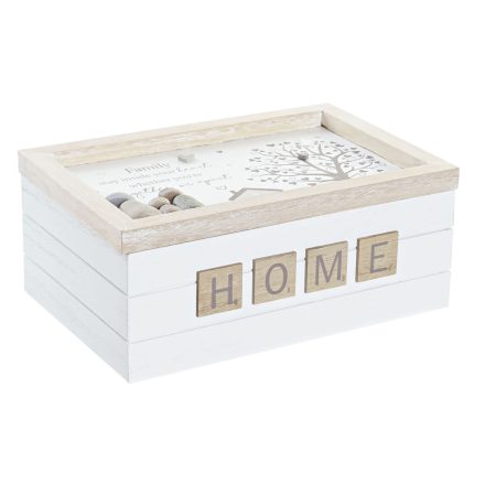 Dekoratív doboz DKD Home Decor Természetes MDF Fehér (24 x 16 x 10 cm) MOST 7340 HELYETT 4390 Ft-ért!