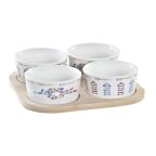   Röviditalos Szett DKD Home Decor Kék Természetes Bambusz Kőedény Mediterrán 19,7 x 19,7 x 1 cm (5 pcs) MOST 11029 HELYETT 6598 Ft-ért!