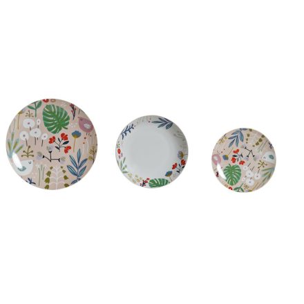 Edénykészlet DKD Home Decor Többszínű Porcelán цветя Városi / szabadidő 27 x 27 x 3 cm 18 Darabok (18 pcs) MOST 59577 HELYETT 37701 Ft-ért!