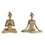   Dekoratív Figura DKD Home Decor Aranysàrga Yoga 19,5 x 11,5 x 18 cm (2 egység) MOST 27109 HELYETT 15866 Ft-ért!