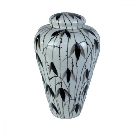 Csupor DKD Home Decor Porcelán Fekete Fehér Keleti Növényi levél (23 x 23 x 33 cm) MOST 40992 HELYETT 23993 Ft-ért!