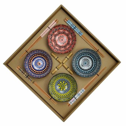 Sushi szett DKD Home Decor 34 x 34 x 6,5 cm Többszínű Mandala Kőedény Keleti (12 egység) MOST 20233 HELYETT 12112 Ft-ért!