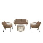   Asztal szett 3 fotellel DKD Home Decor Barna szintetikus rattan Acél (137 x 73,5 x 66,5 cm) MOST 767714 HELYETT 411624 Ft-ért!