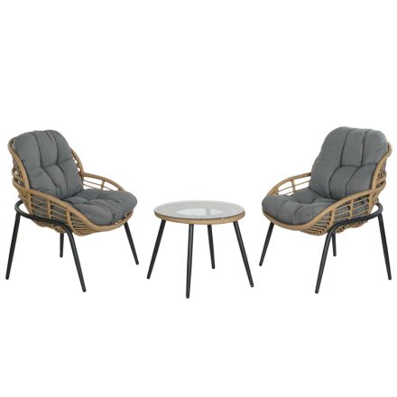 Asztal szett 2 fotellel DKD Home Decor Szürke Fém Kristály szintetikus rattan 55 x 55 x 47 cm MOST 289379 HELYETT 185602 Ft-ért!