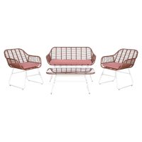   Asztal szett 3 fotellel DKD Home Decor 124 x 74 x 84 cm Fém szintetikus rattan MOST 436199 HELYETT 242467 Ft-ért!