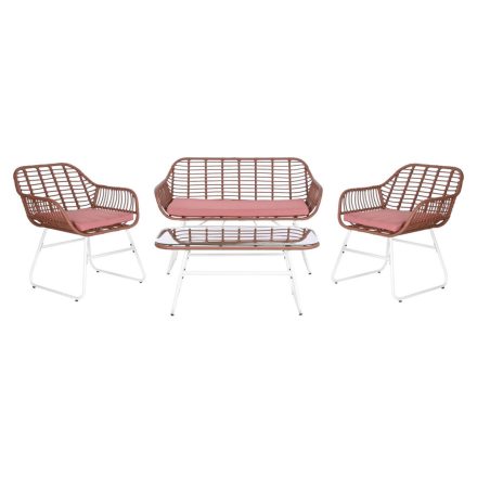 Asztal szett 3 fotellel DKD Home Decor 124 x 74 x 84 cm Fém szintetikus rattan MOST 436199 HELYETT 242467 Ft-ért!