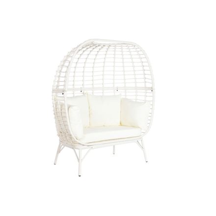 Kerti fotel DKD Home Decor 130 x 68 x 146 cm szintetikus rattan Acél Fehér MOST 417149 HELYETT 224741 Ft-ért!