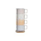   Darabos Kávéscsésze Szett DKD Home Decor Sárga Kék Fehér Piros Fém Bambusz Dolomite 260 ml 4 Darabok MOST 17982 HELYETT 10525 Ft-ért!