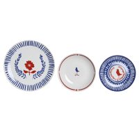   Edénykészlet DKD Home Decor Kék Fehér Piros Porcelán Mediterrán 18 Darabok 27 x 27 x 3 cm MOST 57234 HELYETT 36221 Ft-ért!