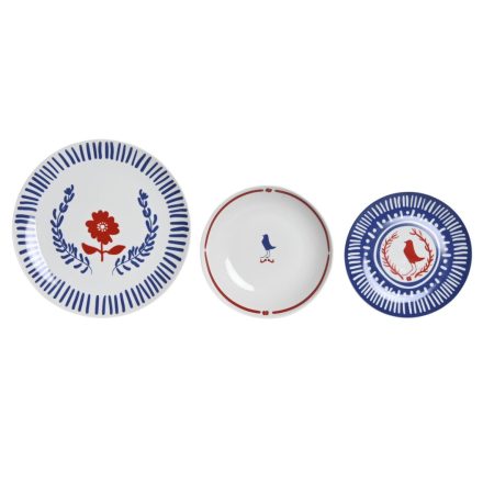 Edénykészlet DKD Home Decor Kék Fehér Piros Porcelán Mediterrán 18 Darabok 27 x 27 x 3 cm MOST 57234 HELYETT 36221 Ft-ért!