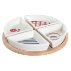   Röviditalos Szett DKD Home Decor 21,5 x 21,5 x 1 cm Piros Kék Fehér Kőedény Mediterrán Házak MOST 13899 HELYETT 8317 Ft-ért!