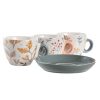 Csésze Szett Alátétekkel DKD Home Decor Kék Szürke Többszínű Világos rózsaszín Porcelán 90 ml 11 x 11 x 2 cm (3 egység) MOST 31780 HELYETT 18602 Ft-ért!