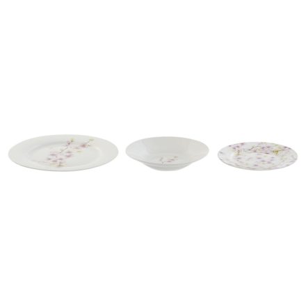 Edénykészlet Home ESPRIT Fehér Zöld Rózsaszín Porcelán 18 Darabok 27 x 27 x 2 cm MOST 58131 HELYETT 34022 Ft-ért!