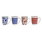   Bögre teaszűrővel Home ESPRIT Kék Piros Rozsdamentes acél Porcelán 380 ml (4 egység) MOST 24379 HELYETT 14270 Ft-ért!