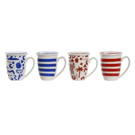 Bögre teaszűrővel Home ESPRIT Kék Piros Rozsdamentes acél Porcelán 380 ml (4 egység) MOST 67103 HELYETT 42463 Ft-ért!