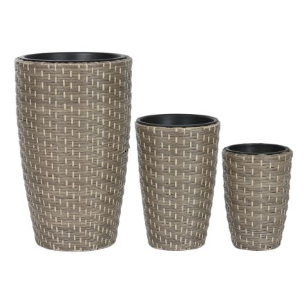 Virágcserepek készlete Home ESPRIT polipropilén Rattan 37 x 37 x 60 cm MOST 62168 HELYETT 39338 Ft-ért!