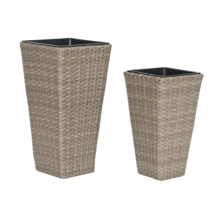 Virágcserepek készlete Home ESPRIT polipropilén Rattan 31 x 31 x 61 cm MOST 46444 HELYETT 27184 Ft-ért!