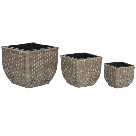 Virágcserepek készlete Home ESPRIT polipropilén Rattan 40 x 40 x 36 cm MOST 63414 HELYETT 40131 Ft-ért!