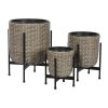 Virágcserepek készlete Home ESPRIT Fém polipropilén Rattan 39 x 39 x 49 cm MOST 80901 HELYETT 51194 Ft-ért!