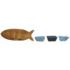 Röviditalos Szett Home ESPRIT Kék Tengerészkék Porcelán Akácfa Hal Mediterrán 28 x 9,7 x 1,3 cm 4 Darabok MOST 18400 HELYETT 11013 Ft-ért!