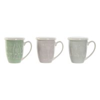   Bögre teaszűrővel DKD Home Decor Kék Zöld Világos rózsaszín Rozsdamentes acél Porcelán 380 ml (3 egység) MOST 20326 HELYETT 11897 Ft-ért!