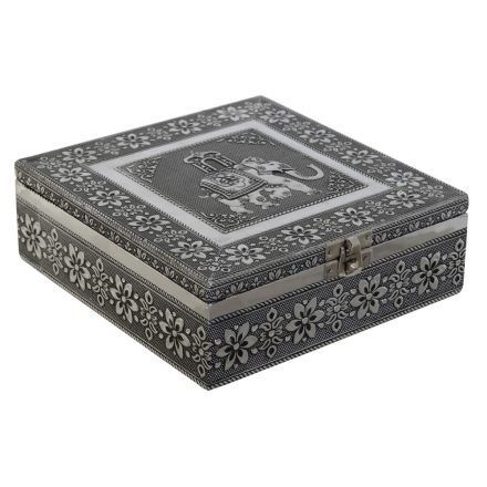 Ékszeres doboz DKD Home Decor Ezüst színű Égszínkék Fa Alumínium 18 x 18 x 6 cm MOST 10751 HELYETT 6432 Ft-ért!