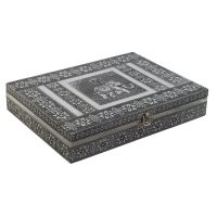   Ékszeres doboz DKD Home Decor Ezüst színű Égszínkék Fa Alumínium 27,5 x 20 x 5,4 cm MOST 19429 HELYETT 9657 Ft-ért!