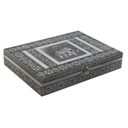 Ékszeres doboz DKD Home Decor Ezüst színű Égszínkék Fa Alumínium 27,5 x 20 x 5,4 cm MOST 19429 HELYETT 9657 Ft-ért!