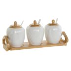   Cukortartó DKD Home Decor Fehér Természetes Bambusz Porcelán 31 x 9 x 7 cm 4 Darabok MOST 17247 HELYETT 10326 Ft-ért!