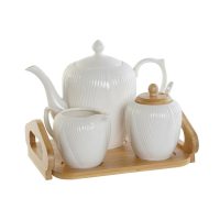   Edények DKD Home Decor Fehér Természetes Bambusz Porcelán MOST 25624 HELYETT 14998 Ft-ért!