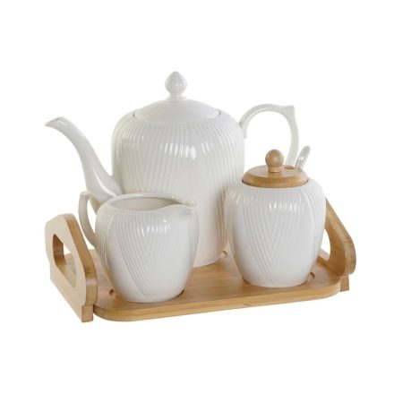 Edények DKD Home Decor Fehér Természetes Bambusz Porcelán MOST 25624 HELYETT 14998 Ft-ért!