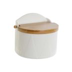   Sótartó fedéllel DKD Home Decor Fehér Természetes Bambusz Porcelán 12 x 10 x 11 cm MOST 6891 HELYETT 3869 Ft-ért!