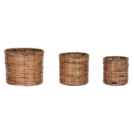 Virágcserepek készlete Home ESPRIT Barna Fém Rattan Trópusi 31 x 31 x 27 cm MOST 20674 HELYETT 12104 Ft-ért!