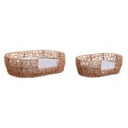   Kutyaágy Home ESPRIT Fehér Világos barna Fém szintetikus rattan 50 x 35 x 14 cm (2 Darabok) MOST 33660 HELYETT 19702 Ft-ért!