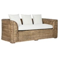   Kerti kanapé Home ESPRIT Fehér Barna Természetes Rattan 174 x 88 x 69 cm MOST 366722 HELYETT 235208 Ft-ért!