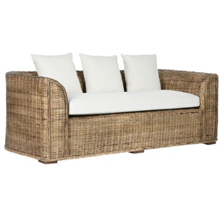 Kerti kanapé Home ESPRIT Fehér Barna Természetes Rattan 174 x 88 x 69 cm MOST 366722 HELYETT 235208 Ft-ért!