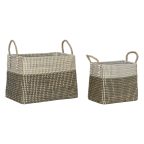   Kosár készlet Home ESPRIT Fehér Fekete Természetes Tengeri moszat Boho 44 x 25 x 38 cm (2 Darabok) MOST 79091 HELYETT 50053 Ft-ért!