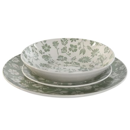 Edénykészlet Home ESPRIT Fehér Zöld Porcelán Virágos 27 x 27 x 2 cm 18 Darabok MOST 57350 HELYETT 36295 Ft-ért!