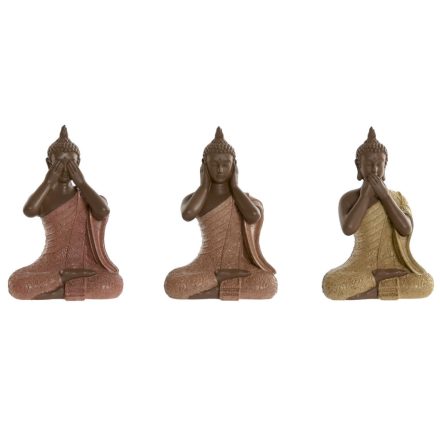 Dekoratív Figura Home ESPRIT Narancszín Korall Lime Gyanta Buddha Keleti 9 x 6 x 13 cm (3 egység) MOST 14919 HELYETT 8929 Ft-ért!