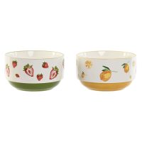   Salátás Tál Home ESPRIT Sárga Piros Zöld Porcelán 21 x 21 x 12 cm (2 egység) MOST 29475 HELYETT 17246 Ft-ért!